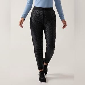 ATHLETA Solstice Jogger Quilted Puffy Pants Black Joggers Size 16
